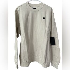 NWT Spiritual Gangster Stitched Monogram Crewneck Sweatshirt in Cream